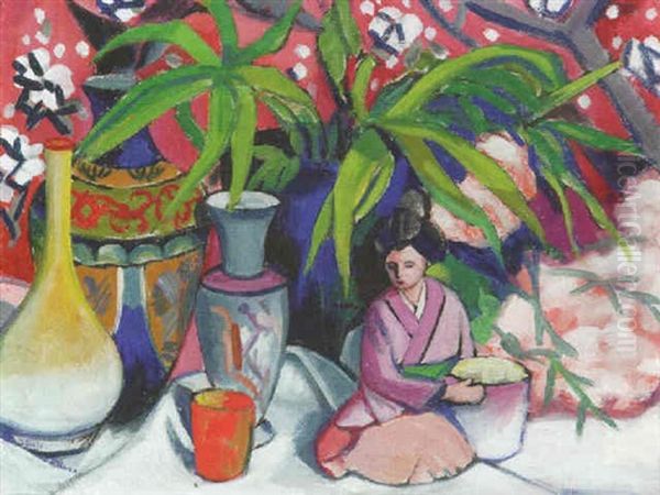 Stilleben Mit Vasen Und Japanischer Figur - view 1