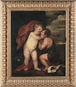 Gesu Bambino Con San Giovannino by Theodor Van Thulden