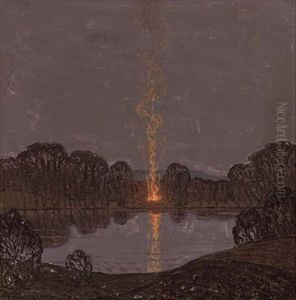 Skymning Over Sjon - Dusk Over The Lake by Olof Thunman