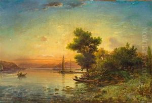 Partie Am Bodensee. Sonnenuntergang Am Untersee