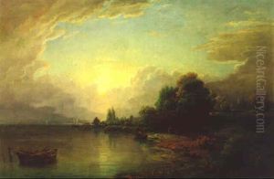 Landschaft Am Bodensee Unter Bewolktem Himmel