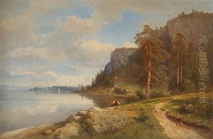 Kystlandskap Med Kvinne by Peder Thurmann