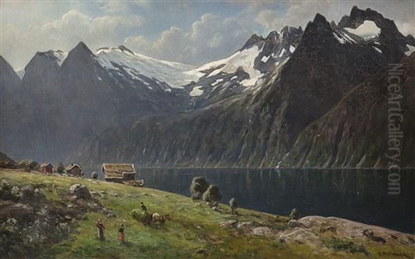 Fjordlandskap Med Folkeliv - view 1