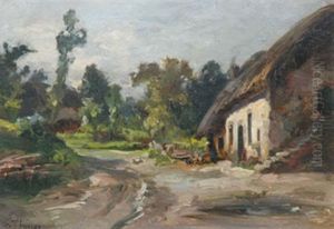 Chaumiere En Bretagne by Gabriel Edouard Thurner