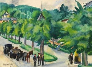 Allee Mit Pferdekutschen by Georg Breitwieser