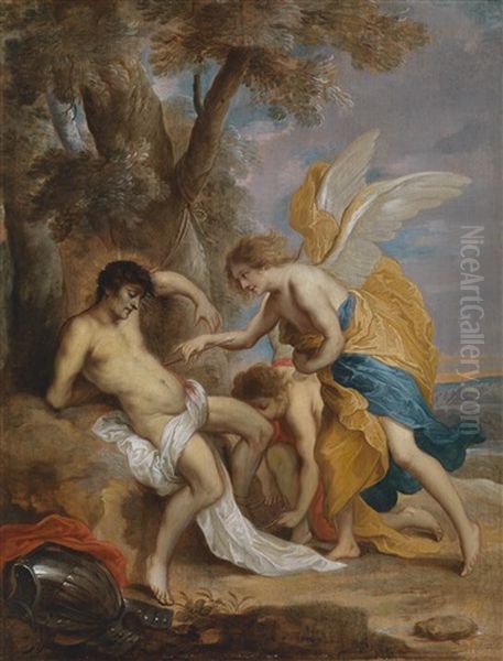 Die Wunden Des Heiligen Sebastian Werden Von Engeln Versorgt - view 1