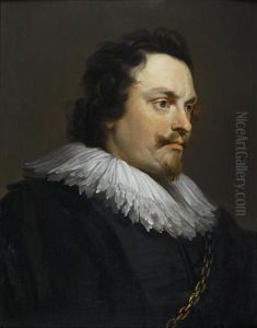 Portrait Of A Gentleman In A Black Tunic And White Lace Collar by Pieter Thys