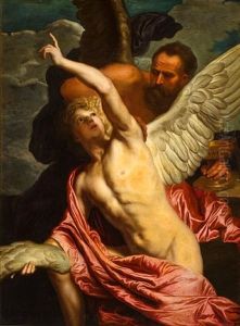 Daedalus Fixing Wings Onto The Shoulders Of Icarus by Pieter Thys