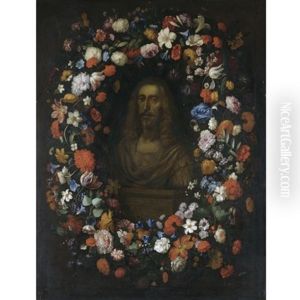 A Stone Bust Portrait Of Erzherzog Leopold Wilhelm Of Austria Surrounded By A Garland Of Flowers