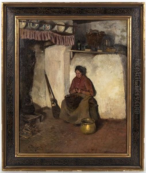 Woman Peeling Potatoes - view 1
