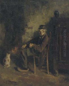 Resting By The Fire by Carolus Johannes Thysen