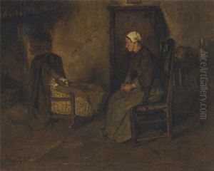 A Mother And Child In An Interior by Carolus Johannes Thysen