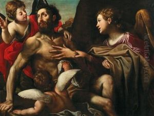 Saint Benedict Supported By Angels by Alessandro Tiarini