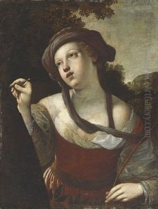 Erminia Carving The Name Of Tancred On A Tree by Alessandro Tiarini
