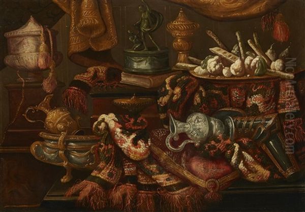 Still Life With Fabric, Sweetmeats, And Vessels - view 1