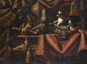 A Dog Resting On A Cushion (+ Another; 2 Works) by Antonio Tibaldi
