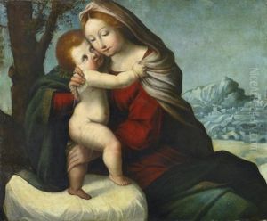 Madonna Mit Dem Christuskind Vor Winterlicher Landschaft by Pellegrino Tibaldi