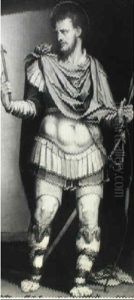 A Male Saint Holding A Bow And Arrow, Possibly Saint Sebastian by Pellegrino Tibaldi