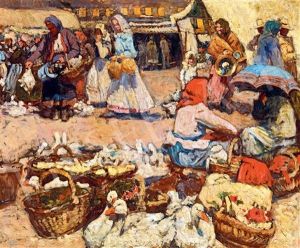 Market Scene by Erno Tibor