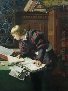 Junger Gelehrter Im Studierzimmer by Adolph Claudius Tidemand