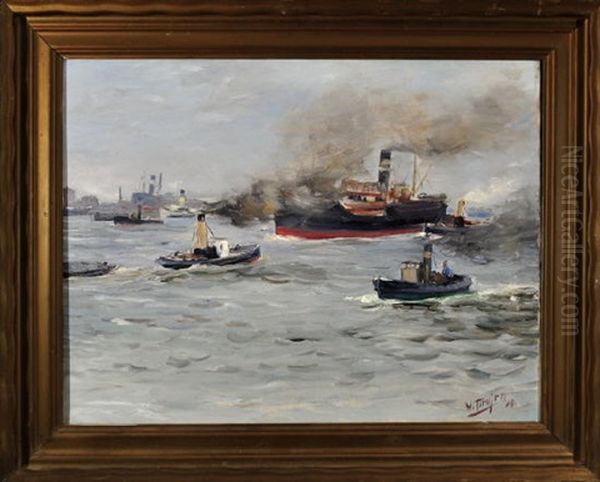 Hamburger Hafen Mit Dampfer Und Schleppern - view 1