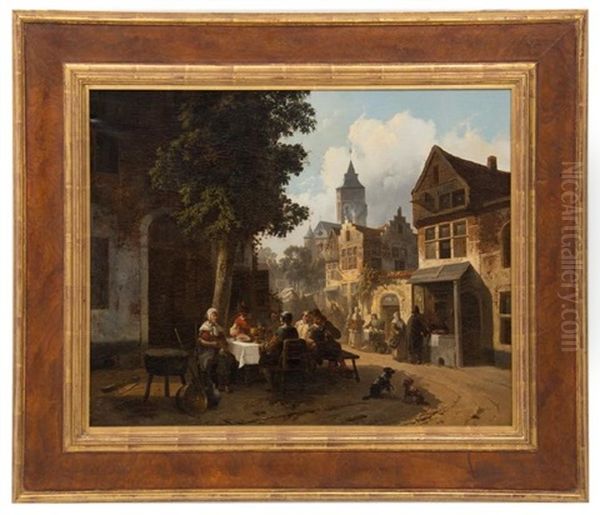 Figures Outside Tavern - view 1
