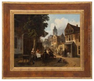 Figures Outside Tavern by Louis Tielemans