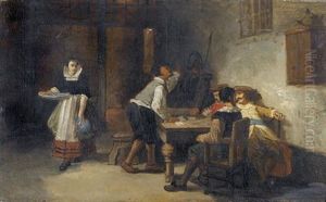 Genreszene Mit Kartenspielern by Louis Tielemans