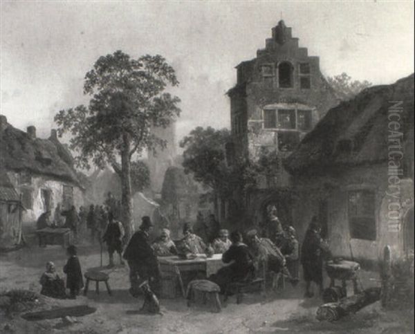 Peasants At A Table Before An Inn - view 1