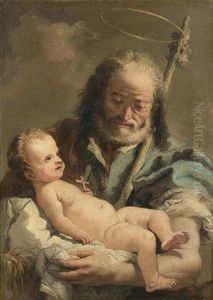 Saint Joseph Tenant L'enfant Jesus by Giovanni Domenico Tiepolo