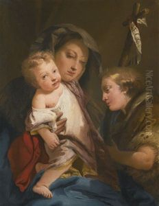 The Madonna And Child With The Infant St John The Baptist by Giovanni Domenico Tiepolo
