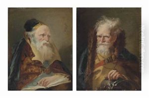 Head Of A Philosopher; And Head Of A General by Giovanni Domenico Tiepolo