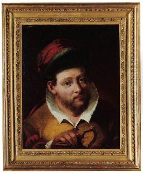 Portrait Of A Man Wearing A Red And Green Hat, Holding A Gilt Ewer - view 1
