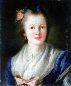 A Young Woman, Bust-length, Wearing A Blue Dress A Young Woman, Bust-length, Wearing A Blue Dress