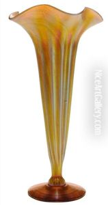 Favrile Glass Trumpet Vase by Tiffany Studios
