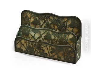Casier A Papier A Decor Ajoure De Feuillage by Tiffany Studios