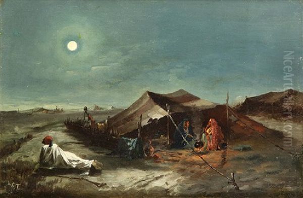 Orientalist Scene With Figures And Tent - view 1