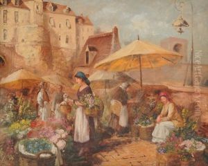 European Flower Market by Louis Comfort Tiffany