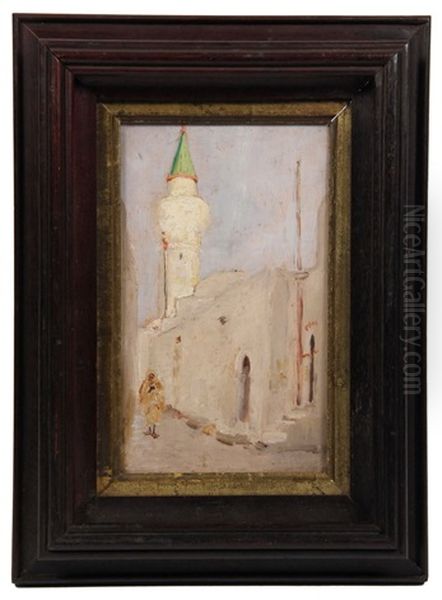 Middle Eastern Street Scene With Figure And Minaret - view 1