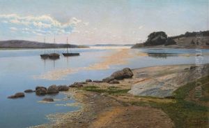 Boats In A Sunny Creek by Franz Tiger