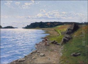 Rantamaisema Kauniina Kesapaivana - En Vacker Sommardag Vid Stranden by Franz Tiger