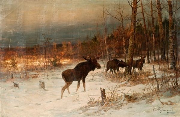 Elks In Winter - view 1