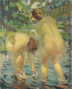 Nudes In The Lake by Vitaly Gavrilovich Tikhov