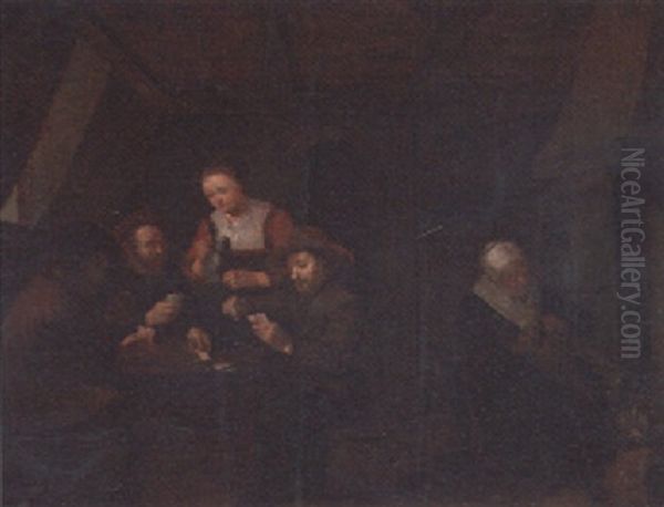 Peasants Playing Cards In A Cottage Interior - view 1