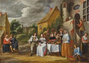 A Merry Company In Front Of A Country Inn by Gillis van Tilborgh