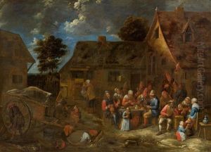 Erntefest In Einem Dorf by Gillis van Tilborgh