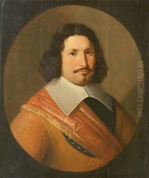 Portrait Of A Gentleman In An Orange Costume With A Red Sash - view 1