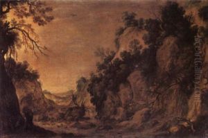 A Rocky Landscape With Ducks, Kingfishers, A Heron And Other Birds By A Stream, With Goats On An Outcrop Beyond