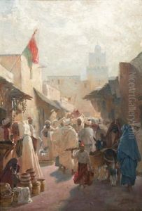 Rue Animee Dans La Medina De Tunis Lively Street In The Tunis Medina by Karl Max Tilke