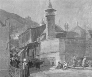 Belebte Strase Vor Der Moschee Von Tiflis Belebte Strase Vor Der Moschee Von Tiflis